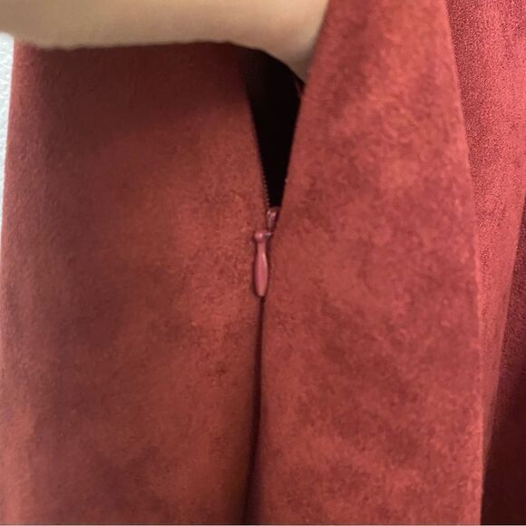 Lulus Dearest Dream burgundy Red Suede scallop short Skater holiday Dress S - Picture 13 of 13